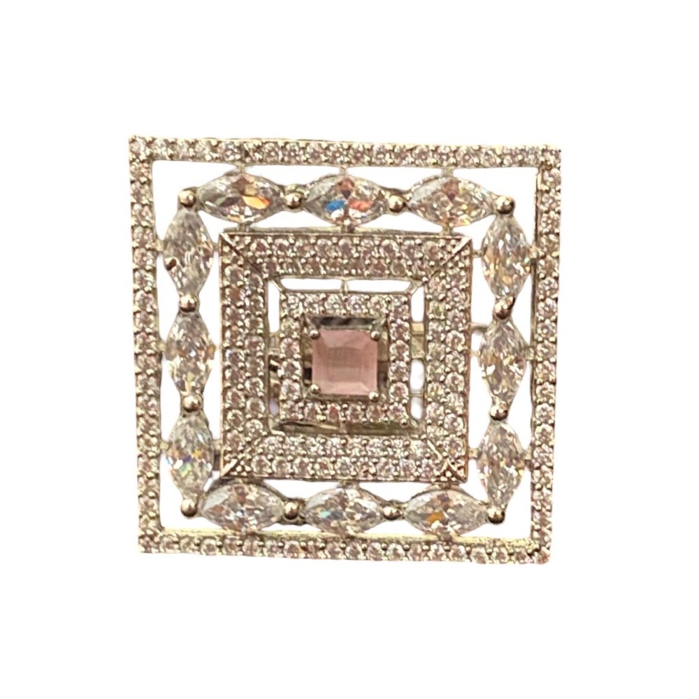 New Pink Stone Square CZ Adjustable Diamond Ring